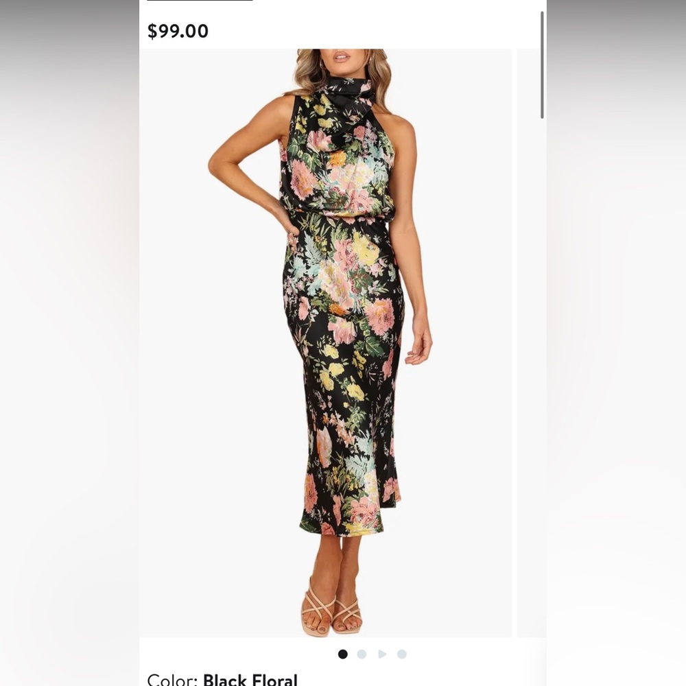 Petal & Pup Black Floral High-Neck Dress